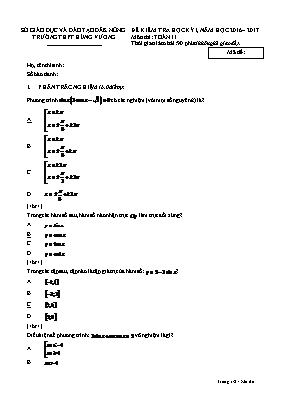 Đề kiểm tra học kỳ I môn thi Toán 11 Trường THPT Hùng Vương